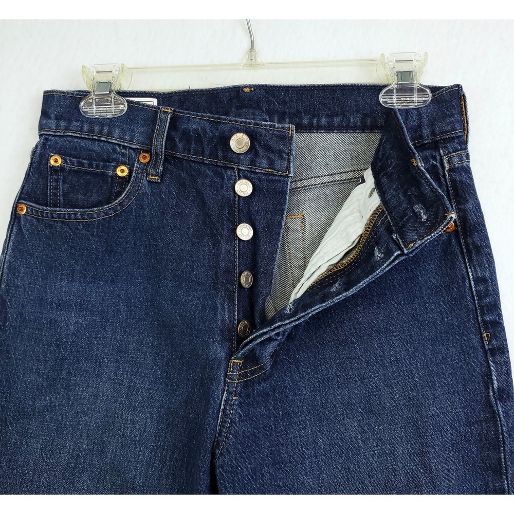 Gap Cheeky Straight High Rise Jeans Button Fly Raw Hem Women's Size 4 Tall